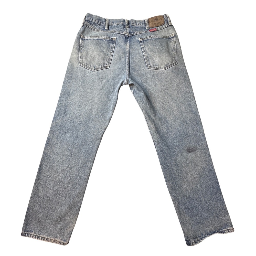 Wrangler Jeans Mens 34x30 Blue Regular Fit Straight Leg Distressed Denim 96501DS - Picture 2 of 11